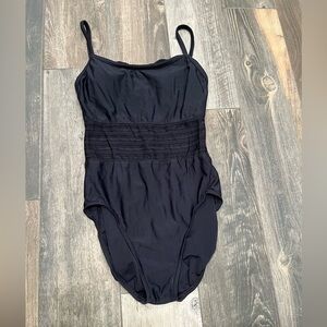 Vintage Jantzen Womens Black One Piece Swimsuit Mesh Panel High Cut Beach Sz 10